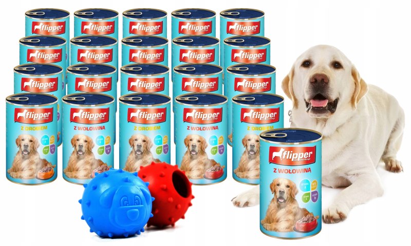Собака ест корм