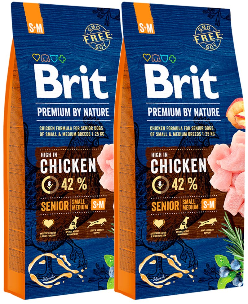 Корм для пожилых собак Brit Premium by nature курица 8 кг