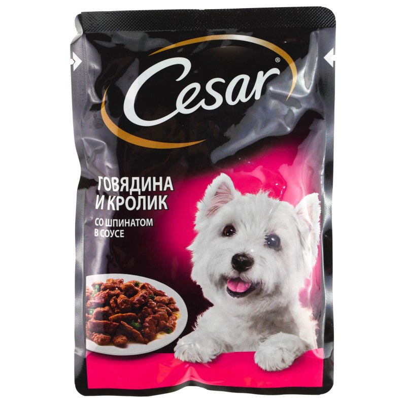Корм для собак Цезарь говядина кролик шпинат 85г