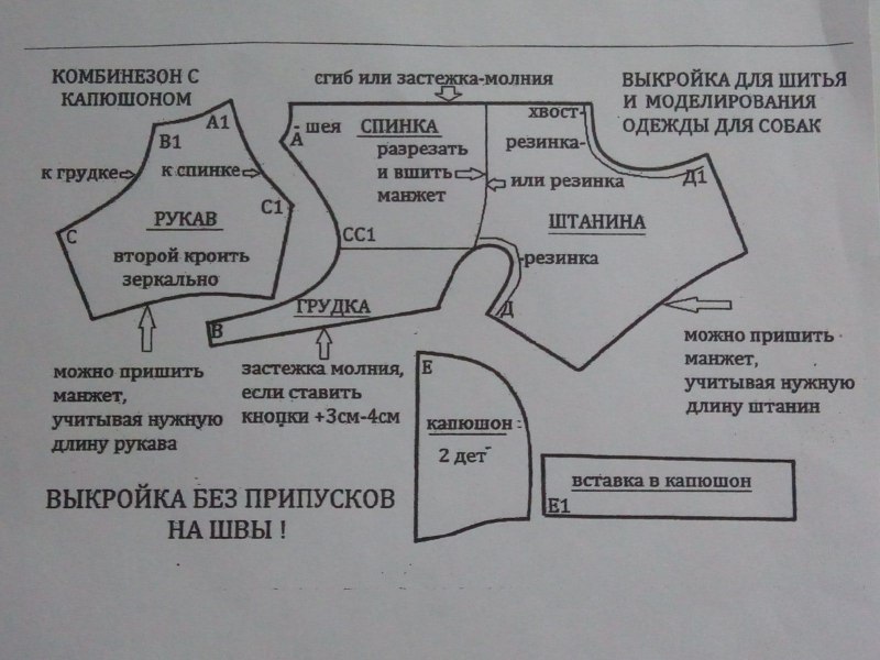 Выкройка комбинезона для уиппета