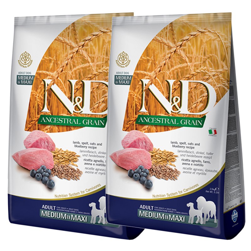 Farmina n&d Ancestral Grain д/с Medium&Maxi, ягненок с черникой, 2,5 кг, арт. 4149/36278